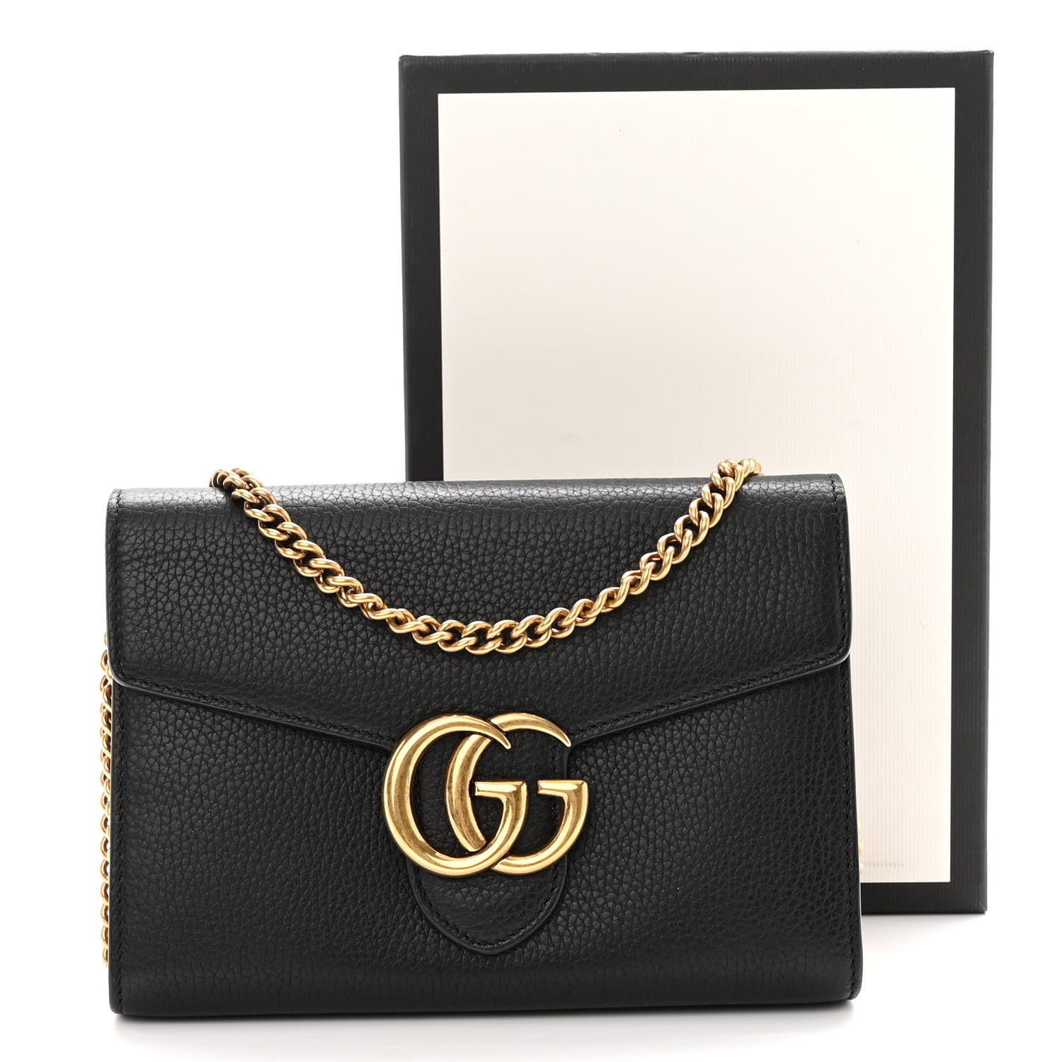Gucci Calfskin GG Marmont Chain Wallet Black 11 of 11