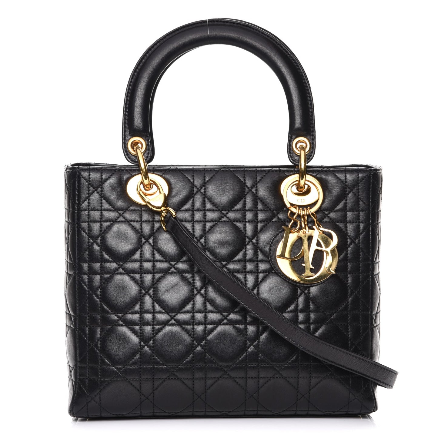 Lambskin Cannage Medium Lady Dior Black