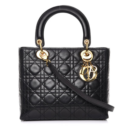 Christian Dior Lambskin Cannage Medium Lady Dior Black 1 of 8