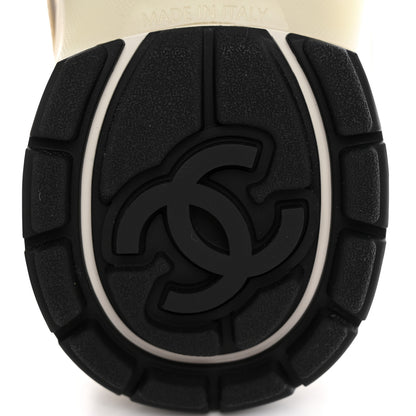 Chanel Fabric Laminated Calfskin Stretch CC Womens Sneakers 39 White Gold Silver 7 of 11