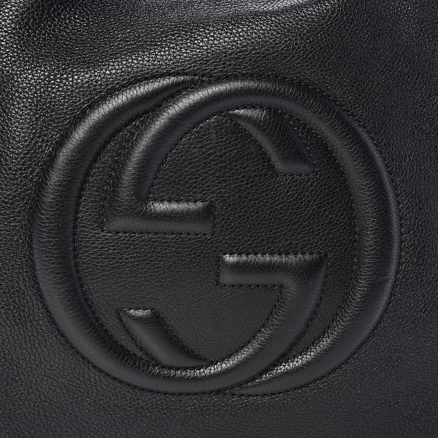 Pebbled Calfskin Medium Soho Shoulder Bag Black