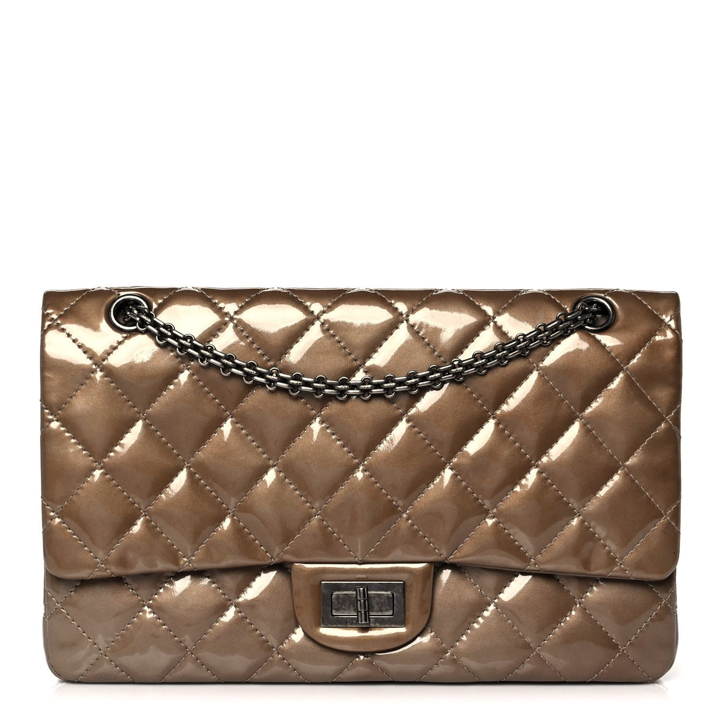 Patent Quilted 2.55 Reissue 227 Flap Taupe