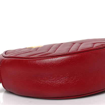 Gucci Glazed Calfskin Matelasse Heart Mini GG Marmont Round Shoulder Bag Romantic Cerise 15 of 19