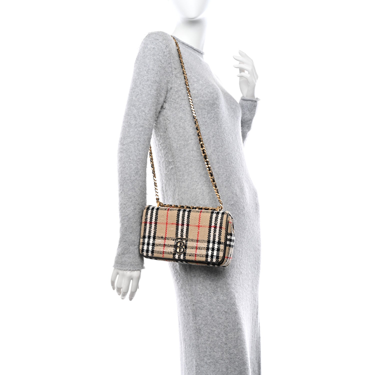 Burberry Calfskin Boucle Check Small Lola Chain Bag 2 of 8