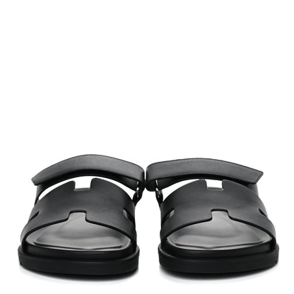 Hermes Calfskin Mens Chypre Sandals 41 Black 2 of 12