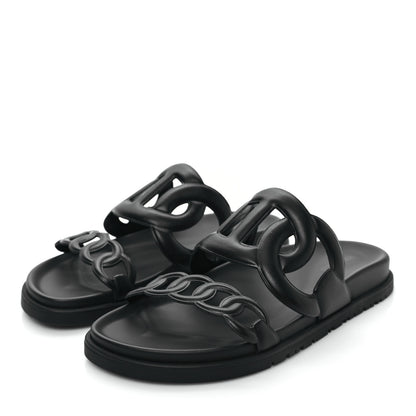 Hermes Nappa Extra Sandals 36 Black 4 of 9
