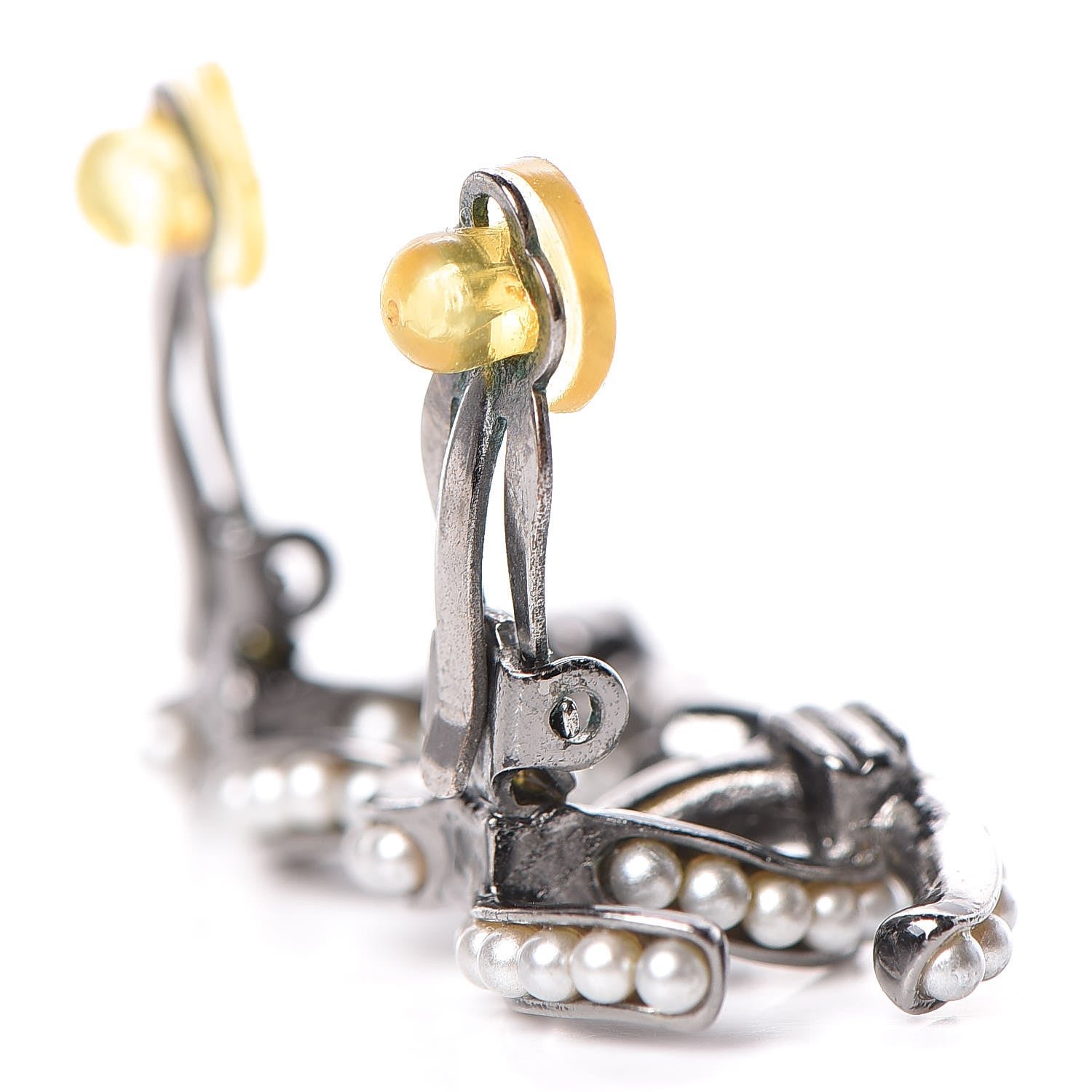 Chanel Pearl CC Clip On Earrings Silver 4 of 4