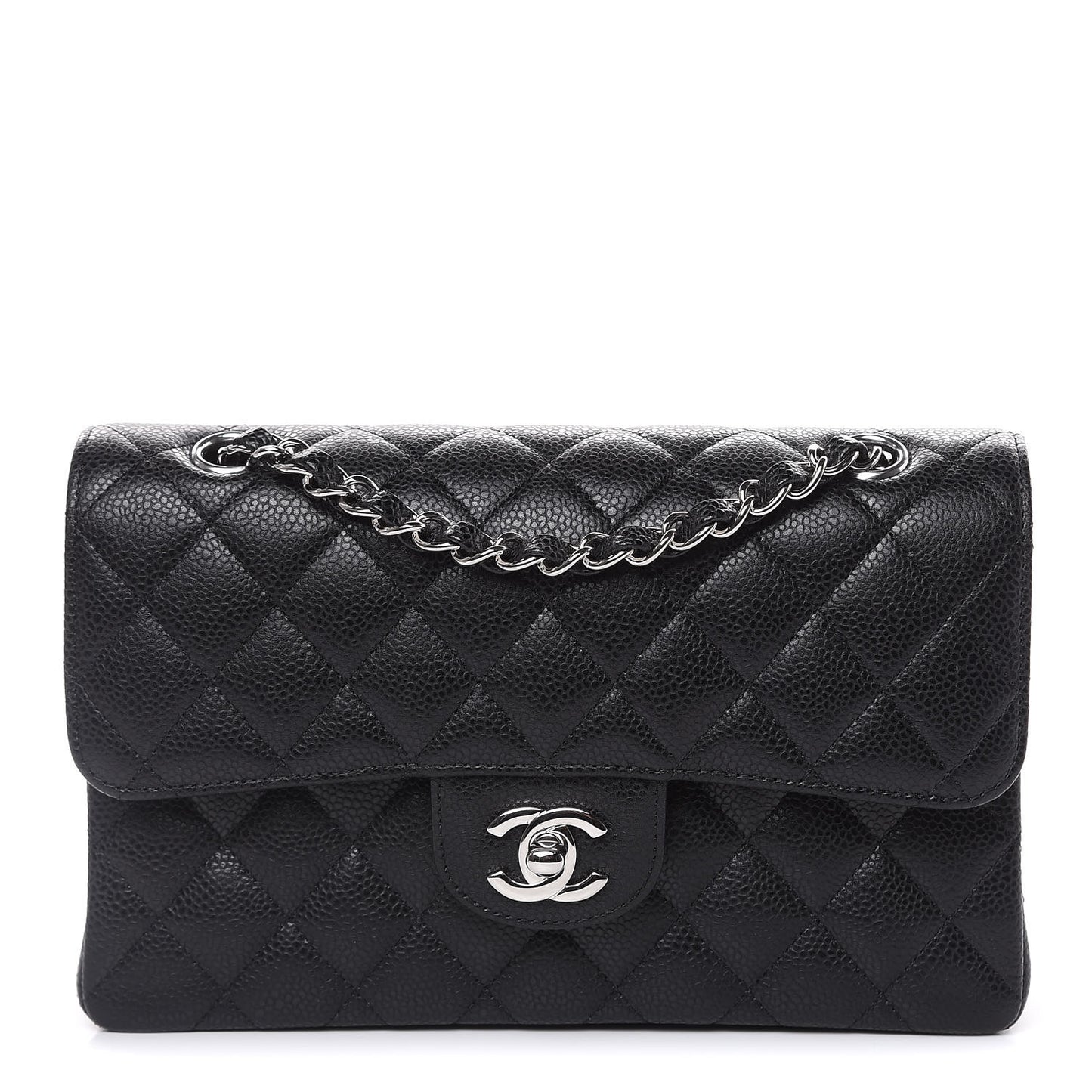 Caviar Quilted Small Double Flap Black