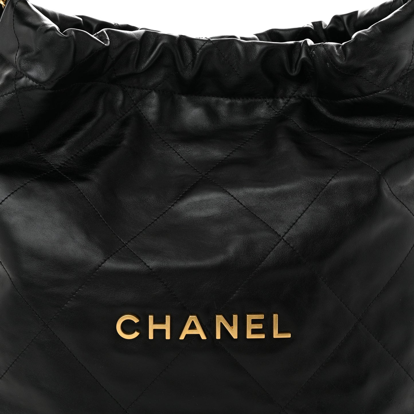 Shiny Calfskin Quilted Chanel 22 Black