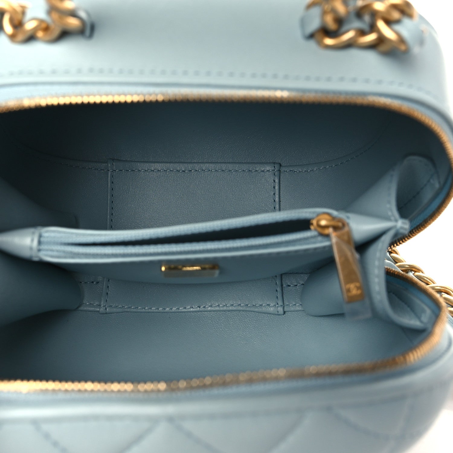 Chanel Lambskin Quilted Small CC Bubble Vanity Case Light Blue 5 of 9