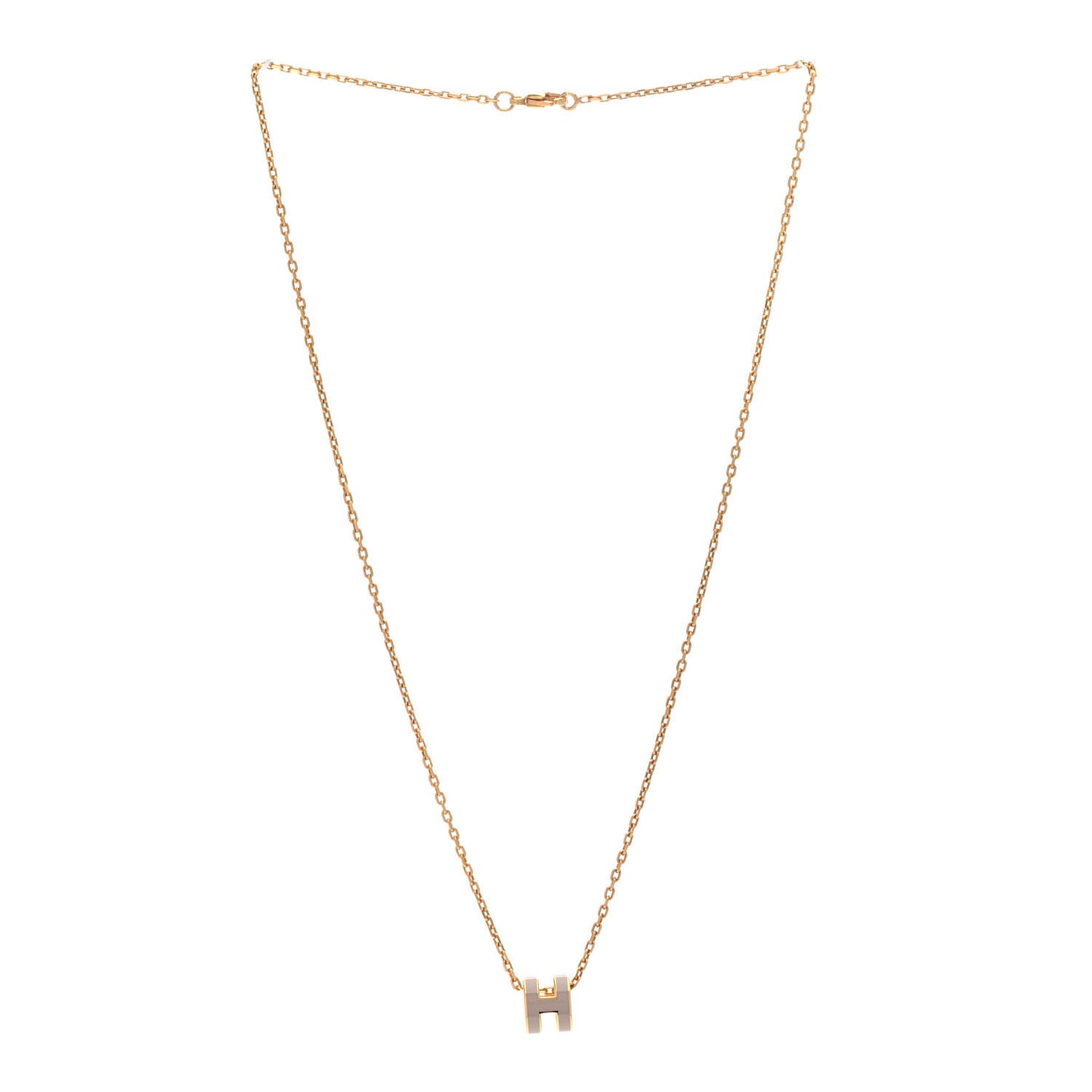 Lacquered Gold Mini Pop H Pendant Necklace Marron Glace