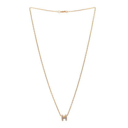 Hermes Lacquered Gold Mini Pop H Pendant Necklace Marron Glace 3 of 9