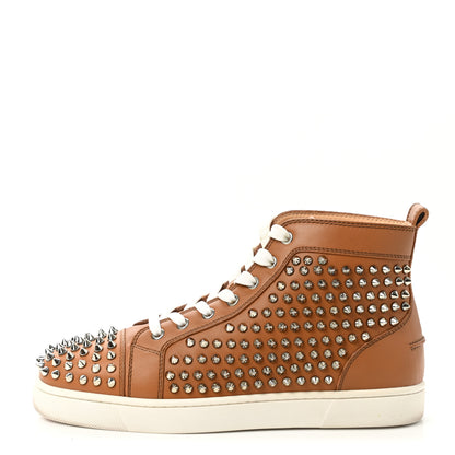 Christian Louboutin Calfskin Mens Lou Spikes Flat Sneakers 40 Brown 1 of 13