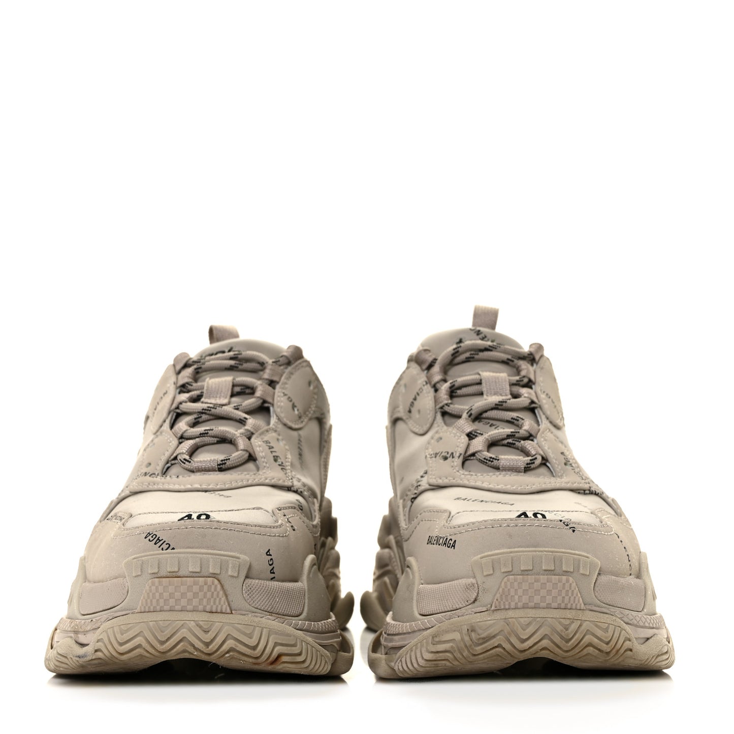 Technical Fabric Allover Logo Mens Triple S Sneakers 40 Beige Black
