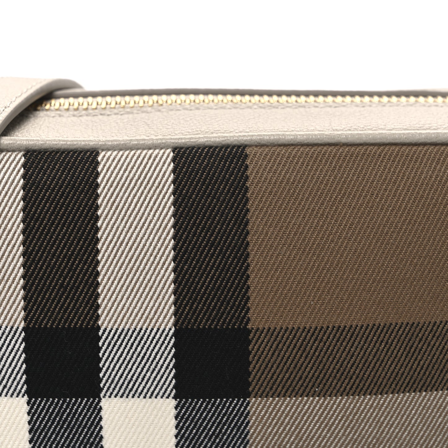 Giant Check Calfskin Small Camera Bag Limestone