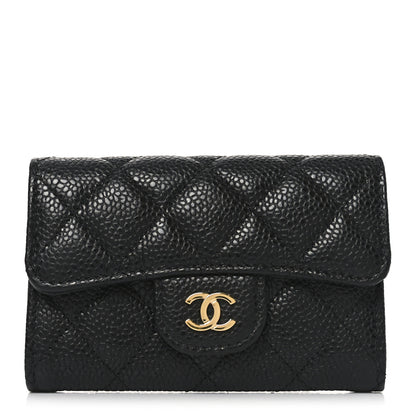 Chanel Caviar Quilted Flap Card Holder Wallet Black 1 of 9