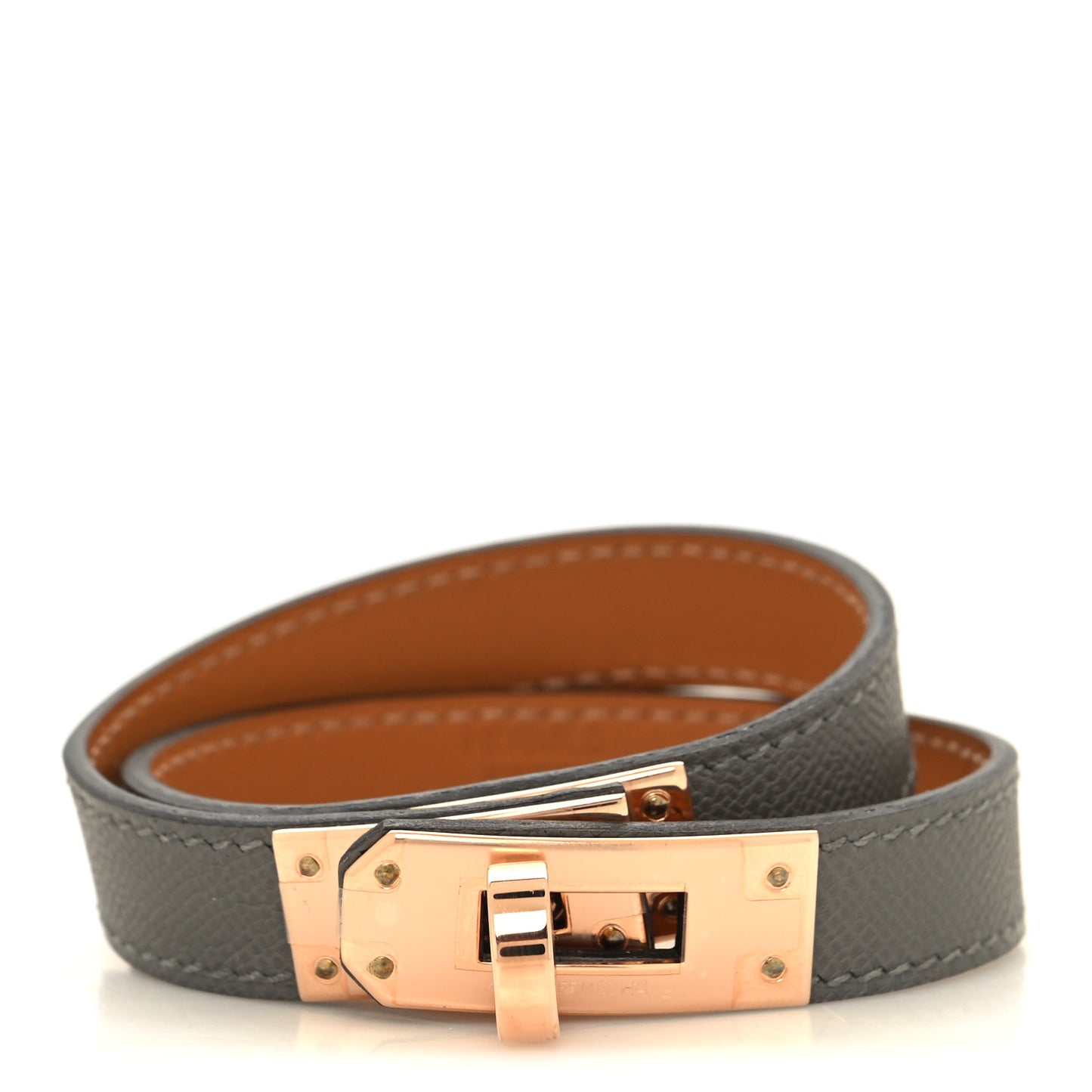 Epsom Kelly Double Tour Bracelet Gris Meyer