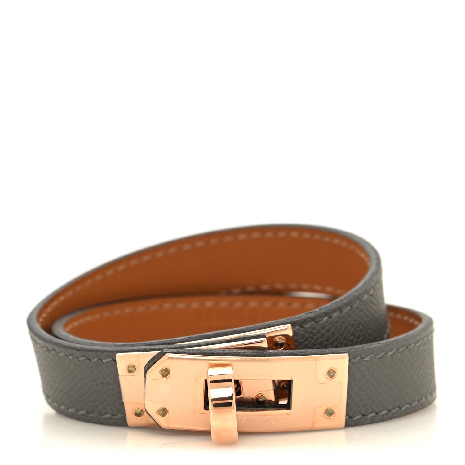 Hermes Epsom Kelly Double Tour Bracelet Gris Meyer 1 of 7