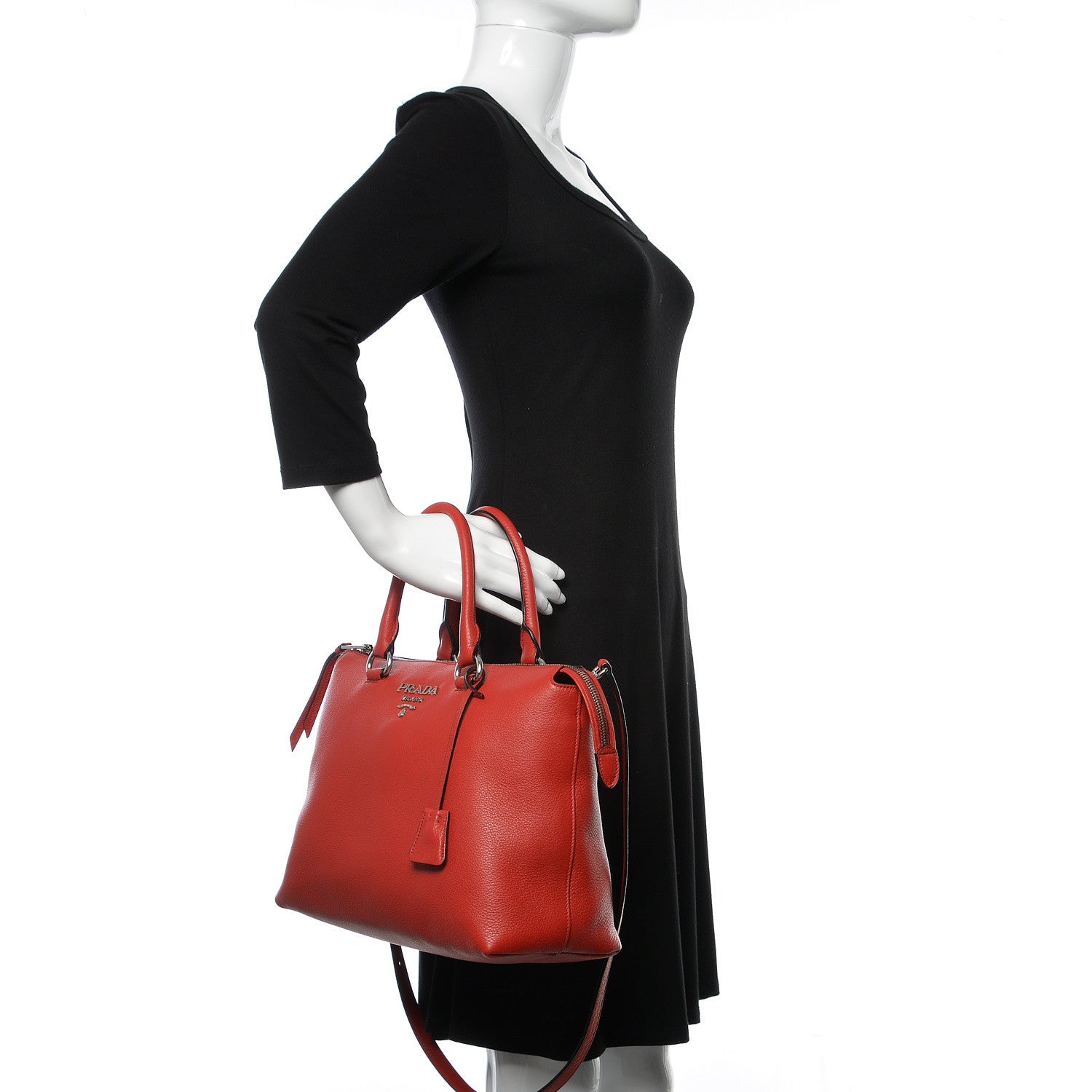 Prada Vitello Phenix Tote Rosso 2 of 10