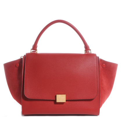 Celine Drummed Leather Suede Trapeze Small Coquelicot 1 of 9
