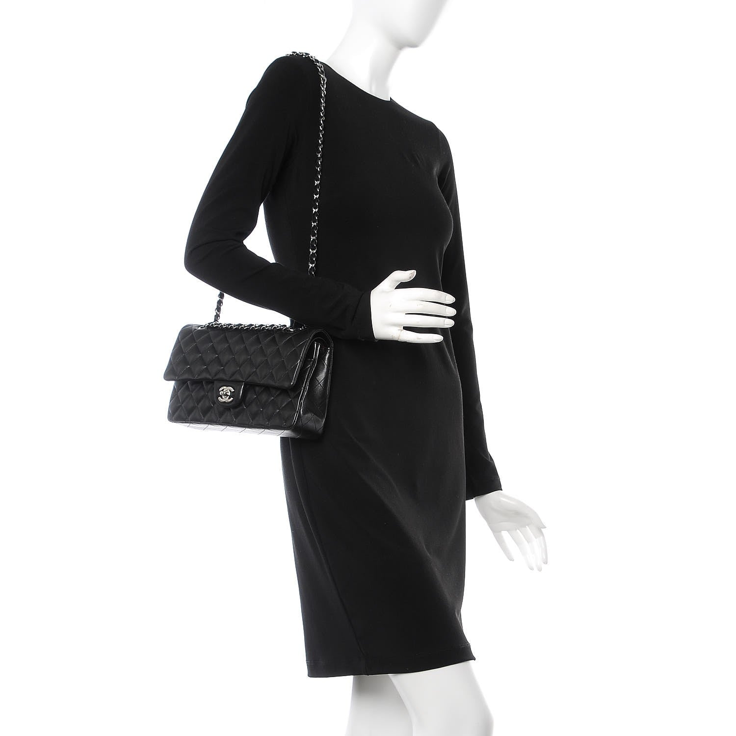 Chanel Lambskin Quilted Medium Double Flap Black 3 of 10