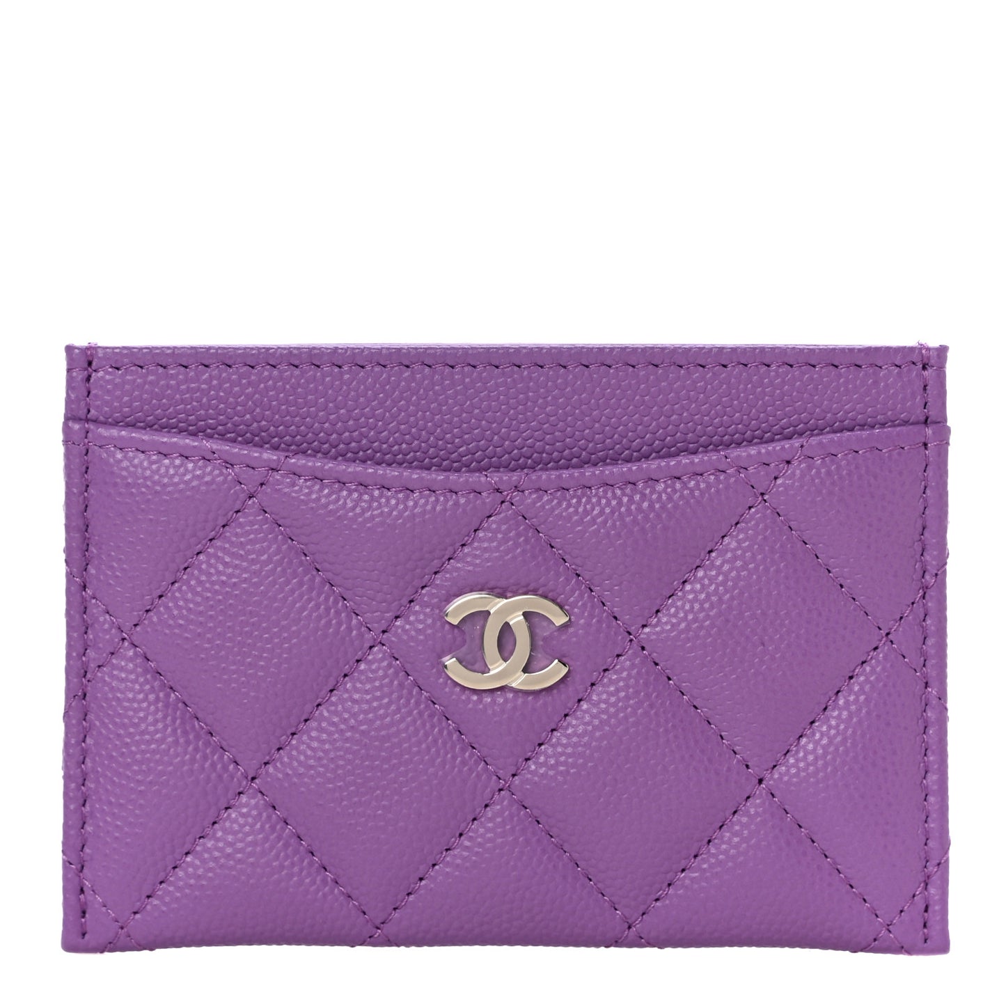 Caviar Quilted Card Holder Purple
