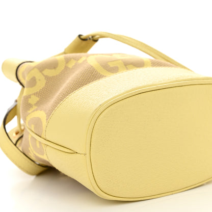 Gucci Monogram Jumbo GG Textured Dollar Calfskin Mini Ophidia Bucket Bag Beige Banana 8 of 9