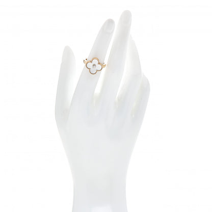 Van Cleef & Arpels 18K Yellow Gold Diamond Mother of Pearl Vintage Alhambra Ring 49 5 2 of 6