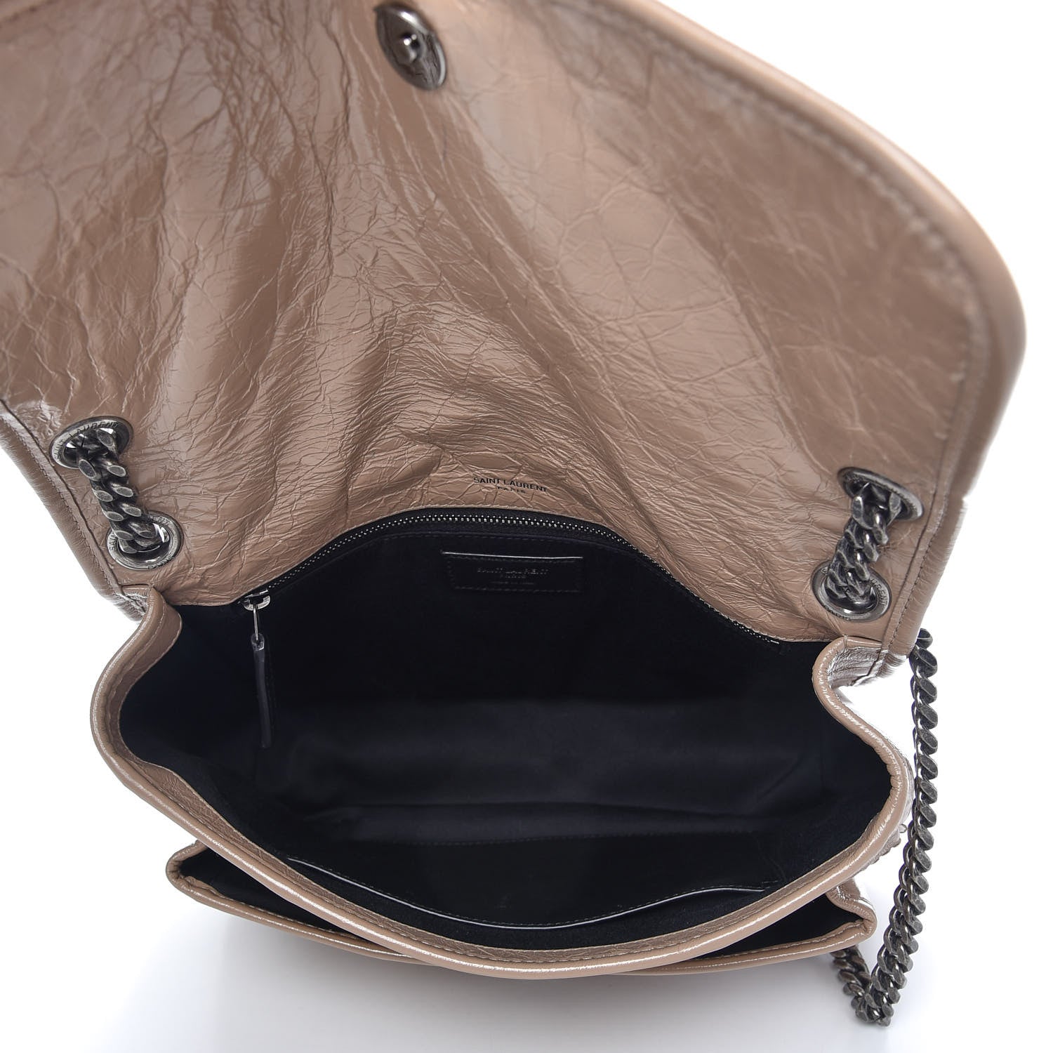 Saint Laurent Crinkled Calfskin Matelasse Monogram Medium Niki Chain Satchel Light Taupe 5 of 10