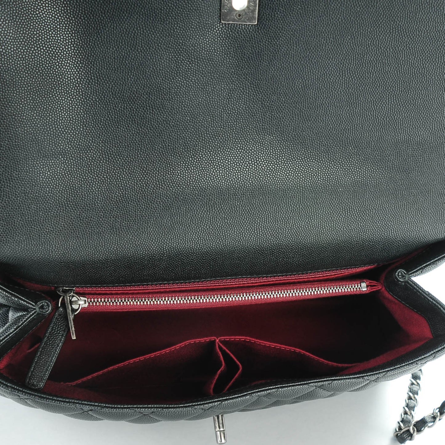 Caviar Quilted Medium Coco Handle Flap Black