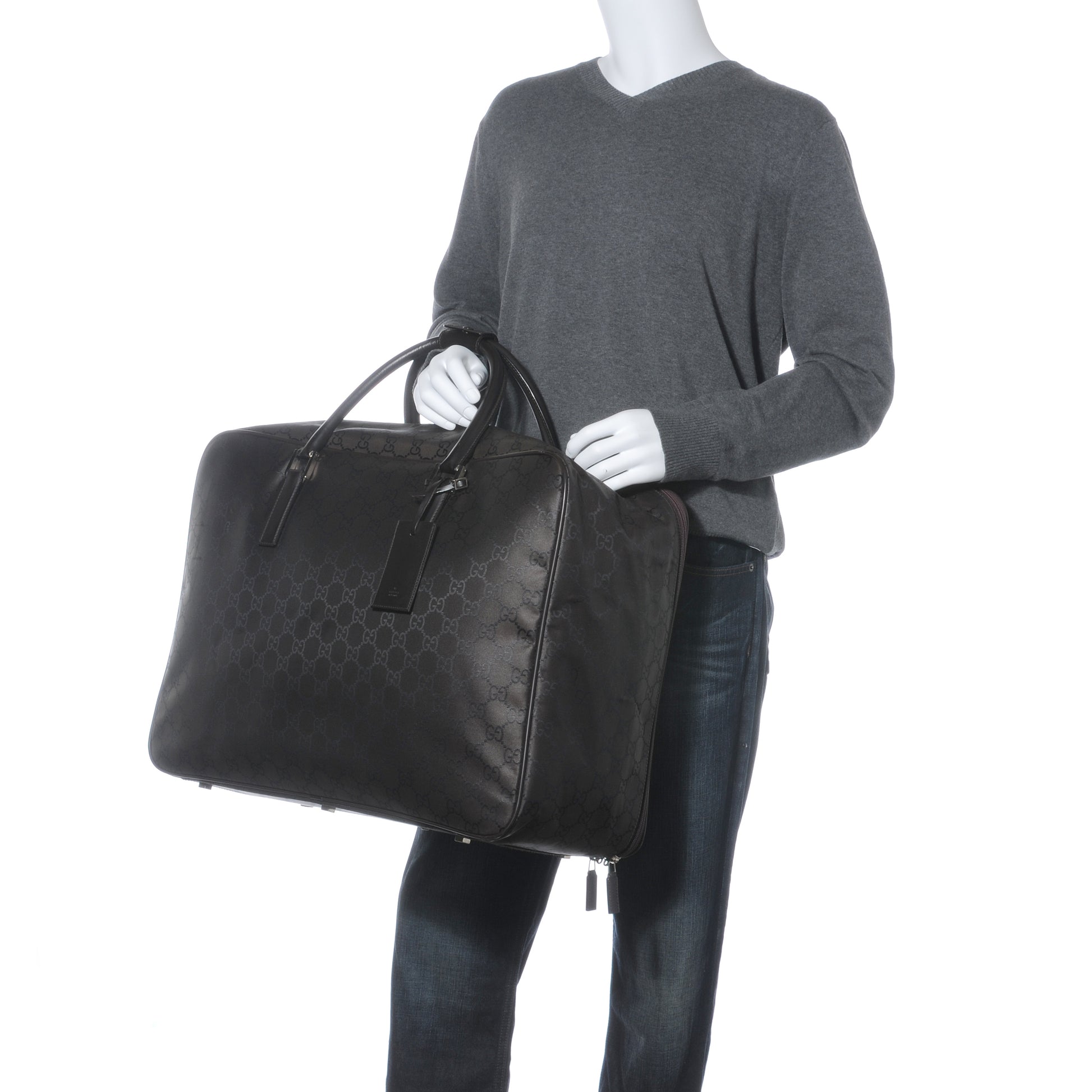 Gucci Nylon Monogram Medium Lightweight Suitcase Luggage Brown 2 of 11