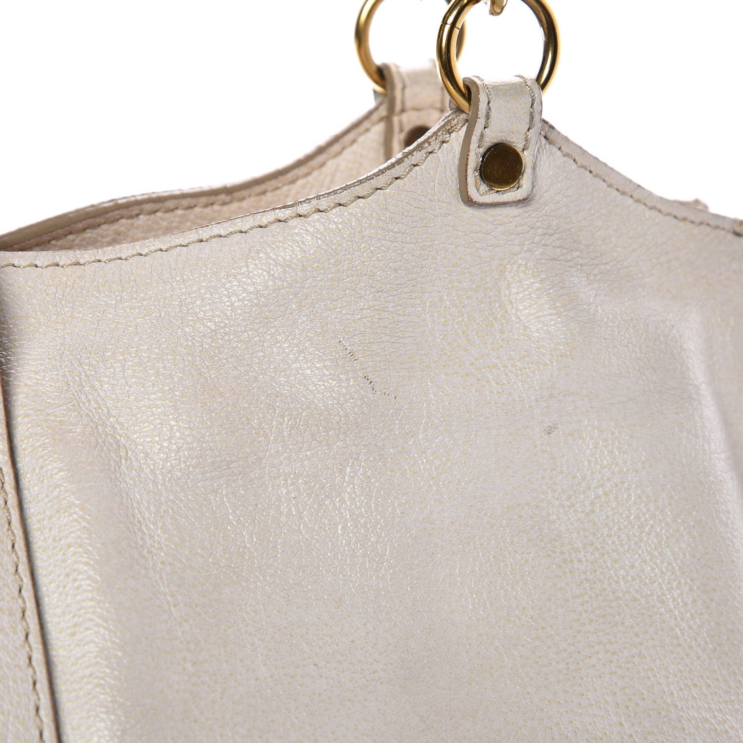 Grainy Calfskin Medium Landscape Tote Alabaster