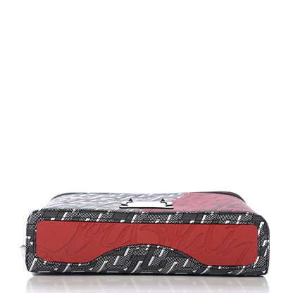 Christian Louboutin Calfskin CL Monogrammed Kypipouch Top Handle Messenger Bag Snow Black Multicolor 8 of 10