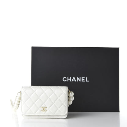 Chanel Calfskin Quilted Pearl Mini Wallet On Chain WOC White 11 of 11