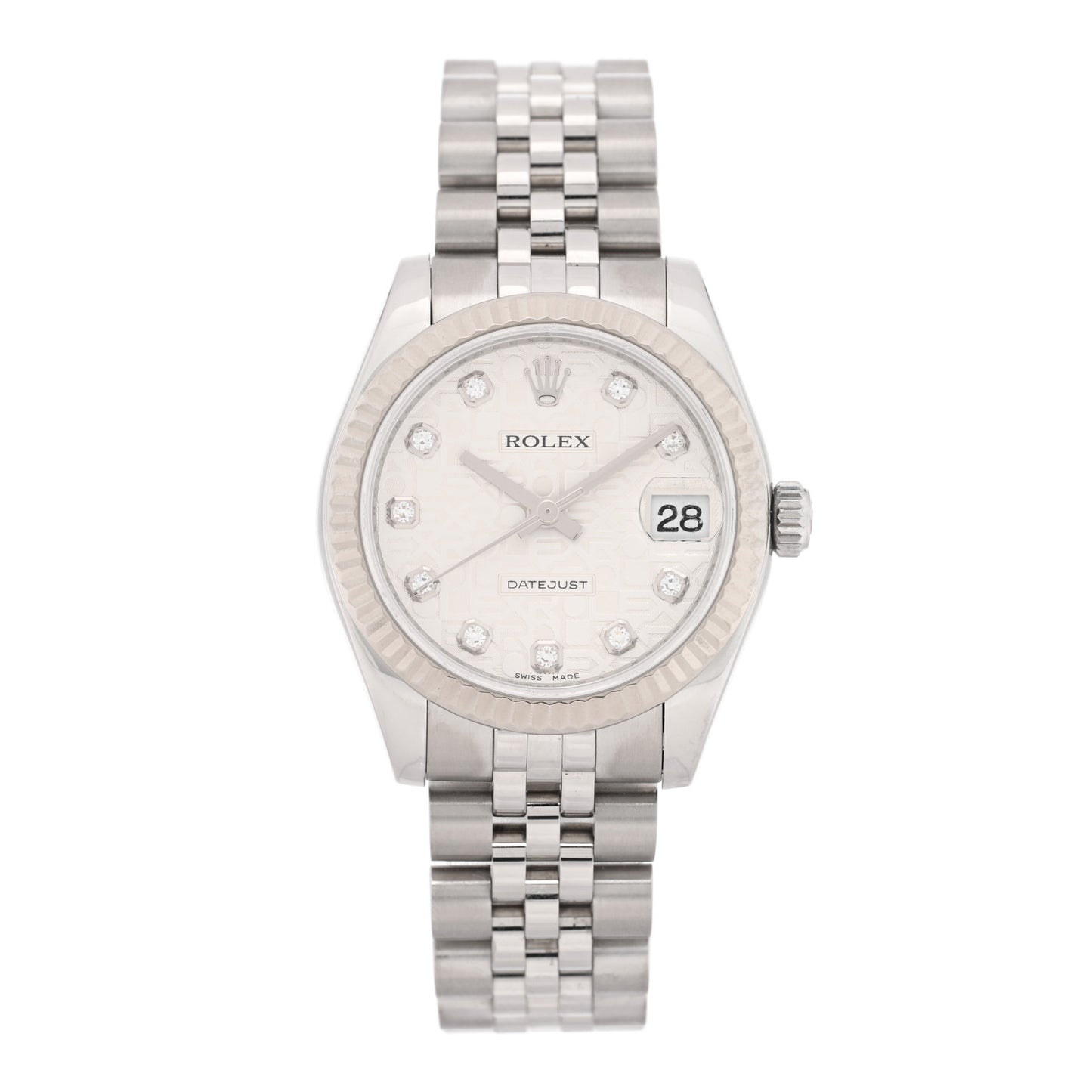 Stainless Steel 18K White Gold Diamond 31mm Oyster Perpetual Datejust Watch Silver Jubilee 178274