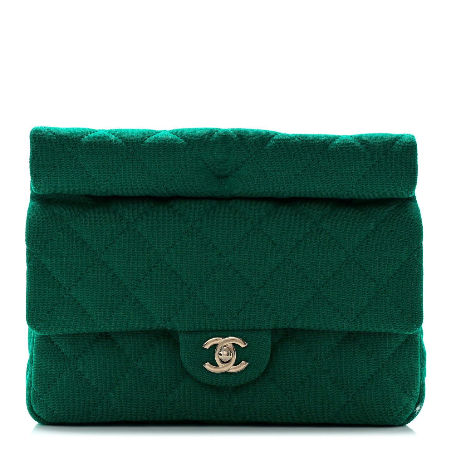 Wool Jersey Flap Clutch Green