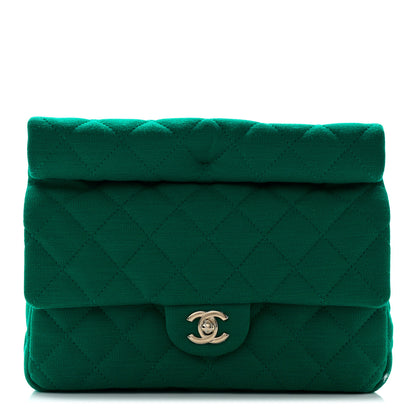 Chanel Wool Jersey Flap Clutch Green 1 of 9
