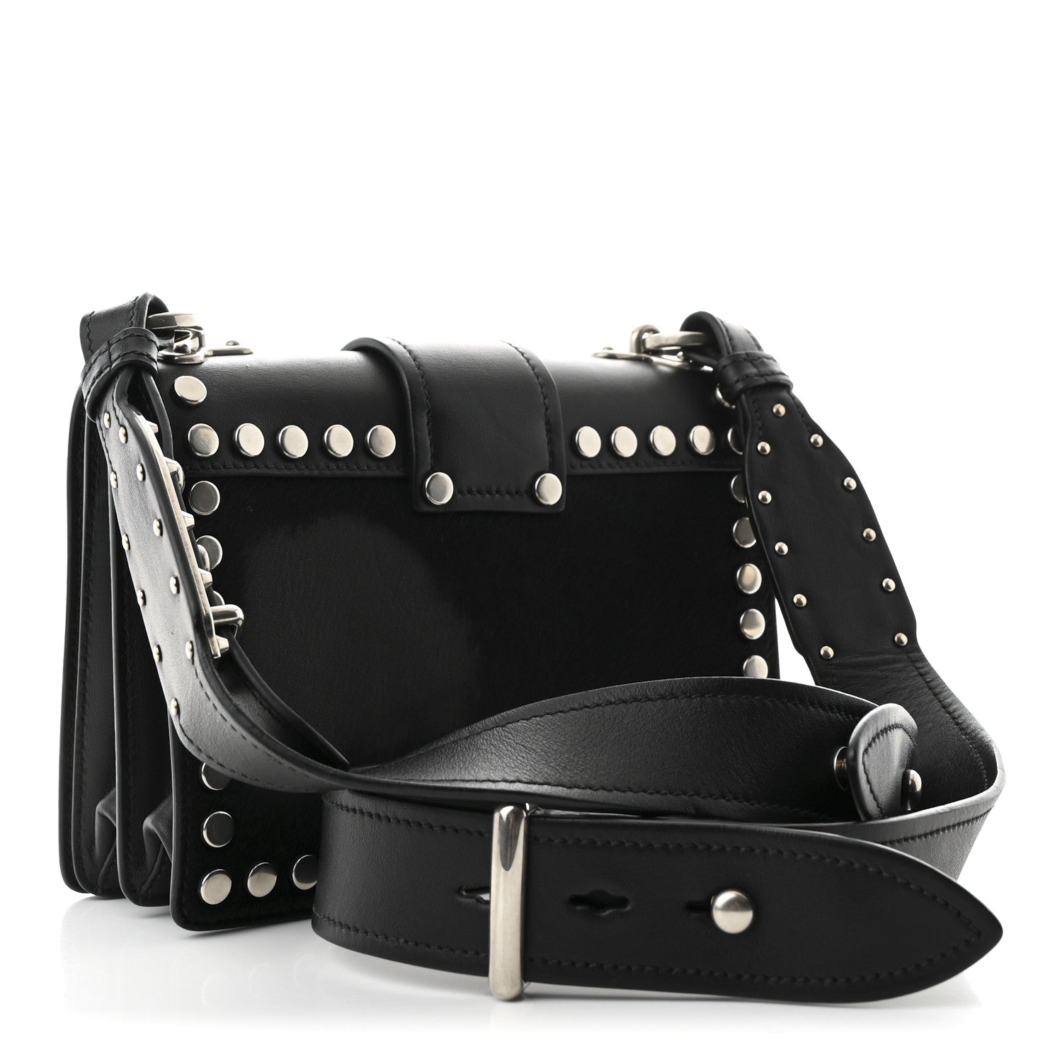 Prada Calf Hair City Calfskin Studded Cahier Bag Black 1743020