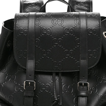 Gucci Calfskin GG Tennis Embossed Double Buckle Backpack Black 9 of 11