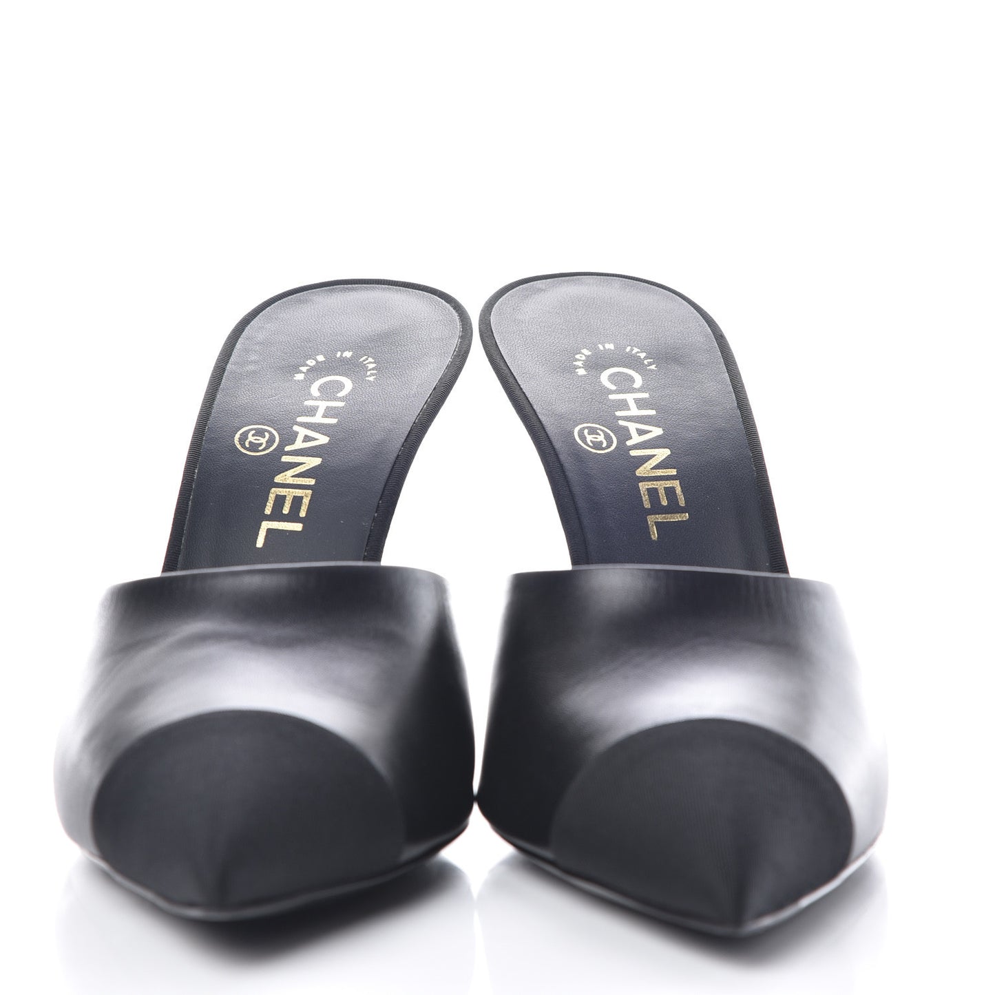 Goatskin Grosgrain Cap Toe Pearl Mule 40 Black