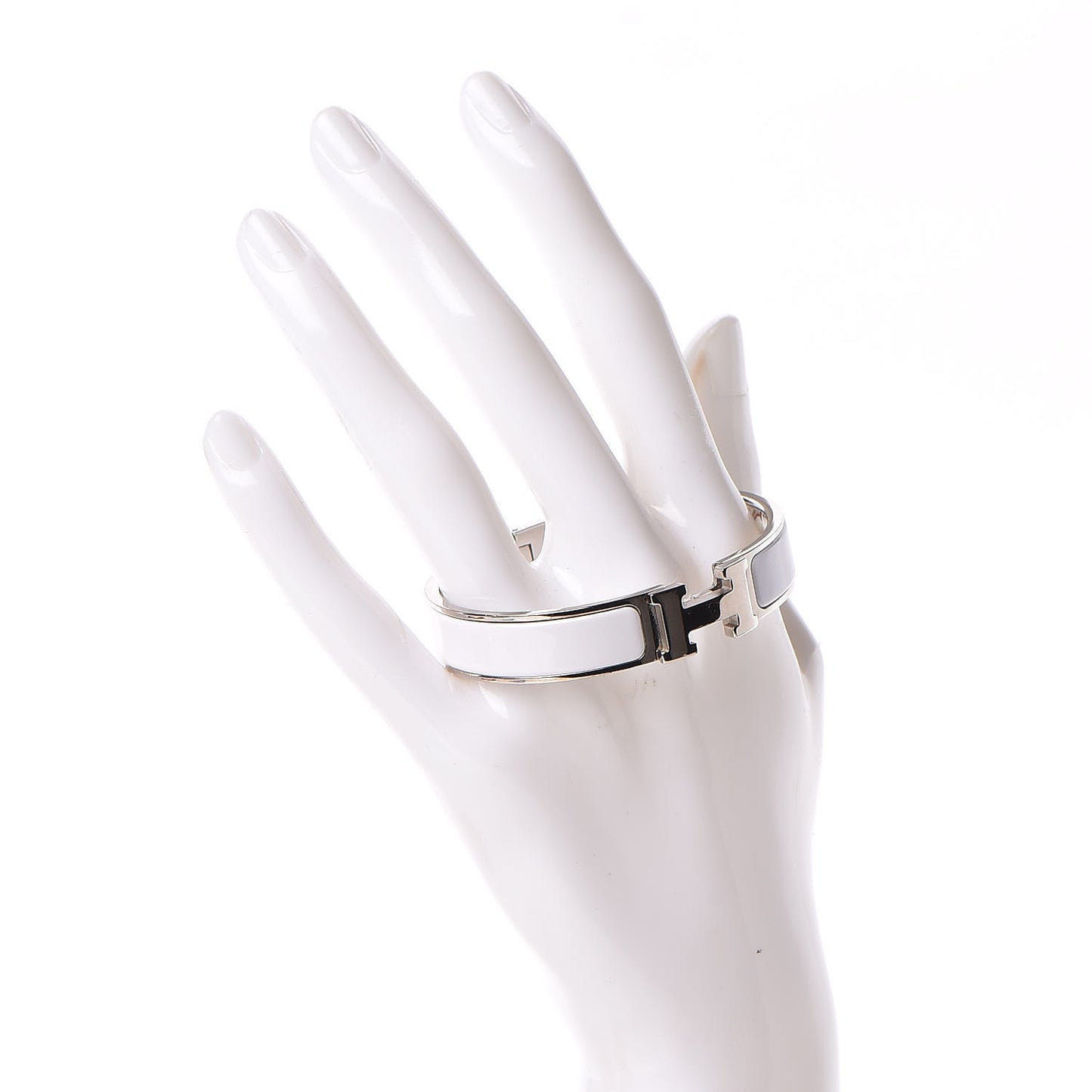 Enamel Narrow Clic Clac H Bracelet PM White