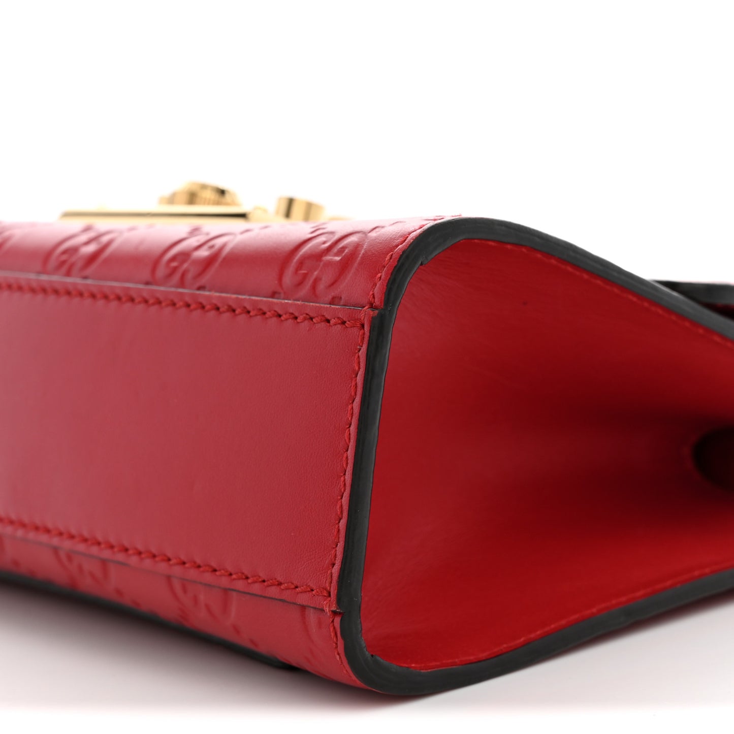 Guccissima Small Padlock Shoulder Bag Hibiscus Red