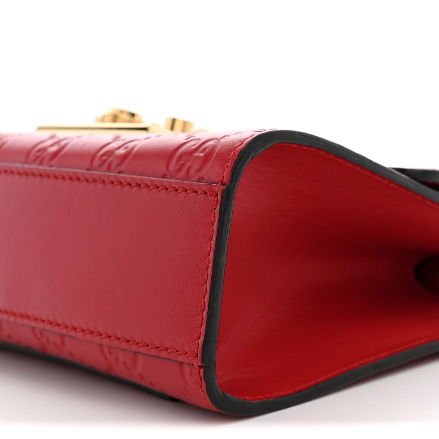 Gucci Guccissima Small Padlock Shoulder Bag Hibiscus Red 9 of 12