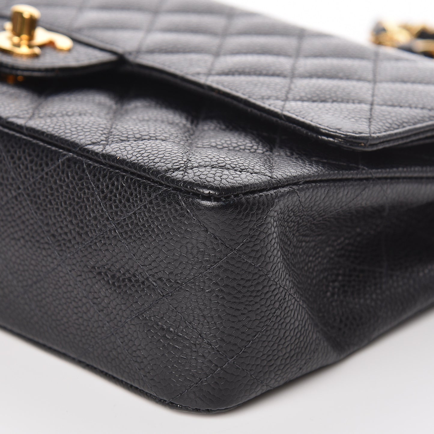 Caviar Quilted Medium Double Flap Black
