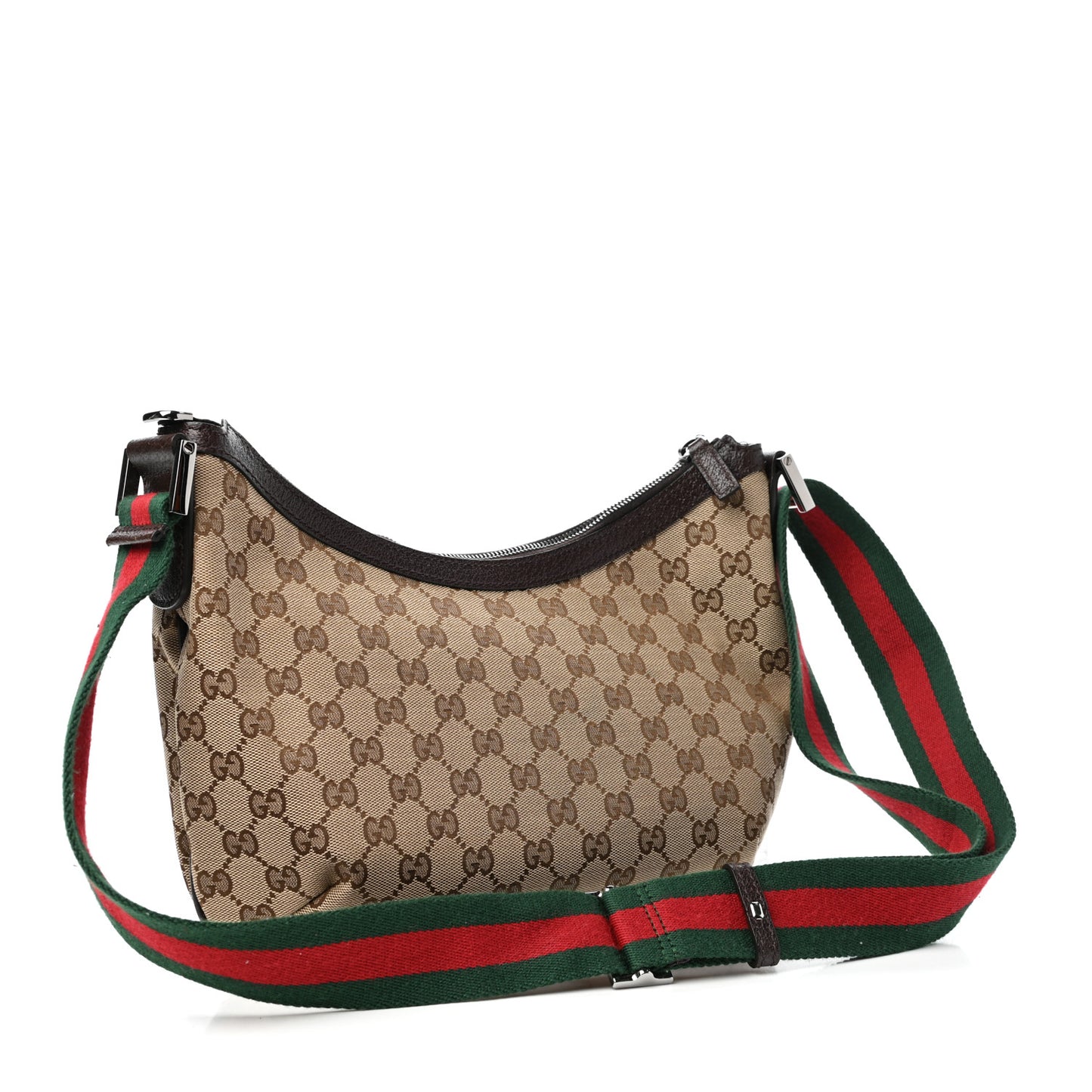 Monogram Web Medium Half Moon Hobo Dark Brown