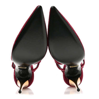 Gucci Velvet GG Monogram Slingback 115mm Pumps 38.5 Red Grape 6 of 9