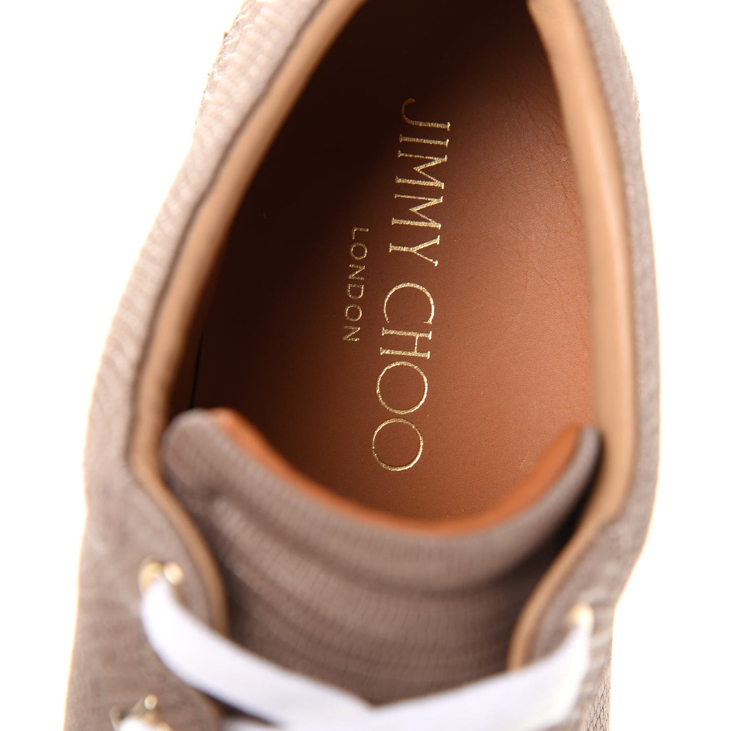 Metallic Lizard Embossed Miami Sneakers 42 Taupe