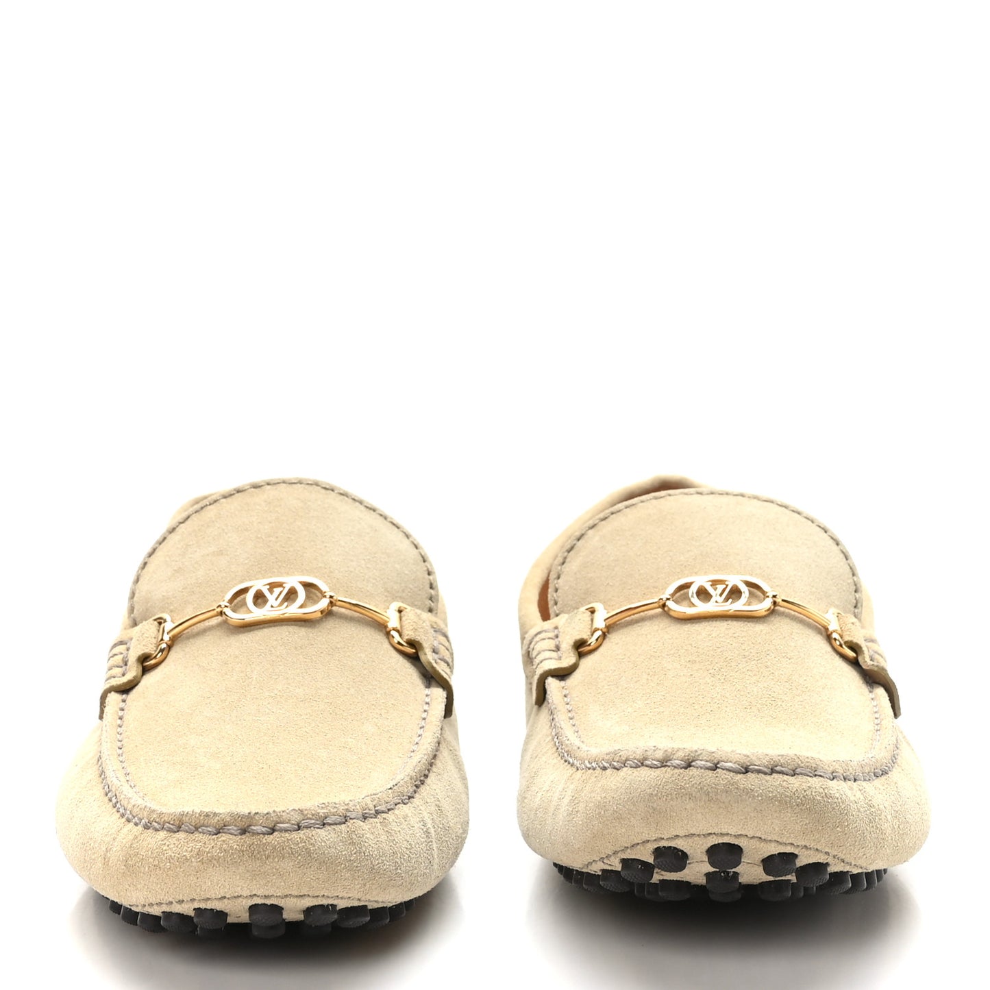 Suede Calfskin LV Porto Vecchio Moccasin Loafers 7.5 Beige