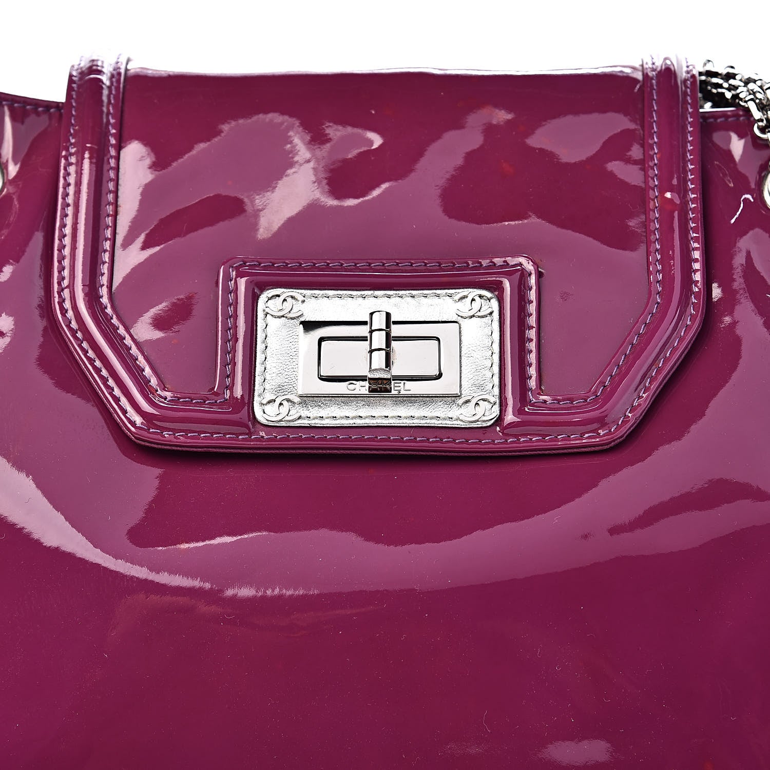 Chanel Patent Mademoiselle Lock Large Shopper Tote Purple 16 of 16