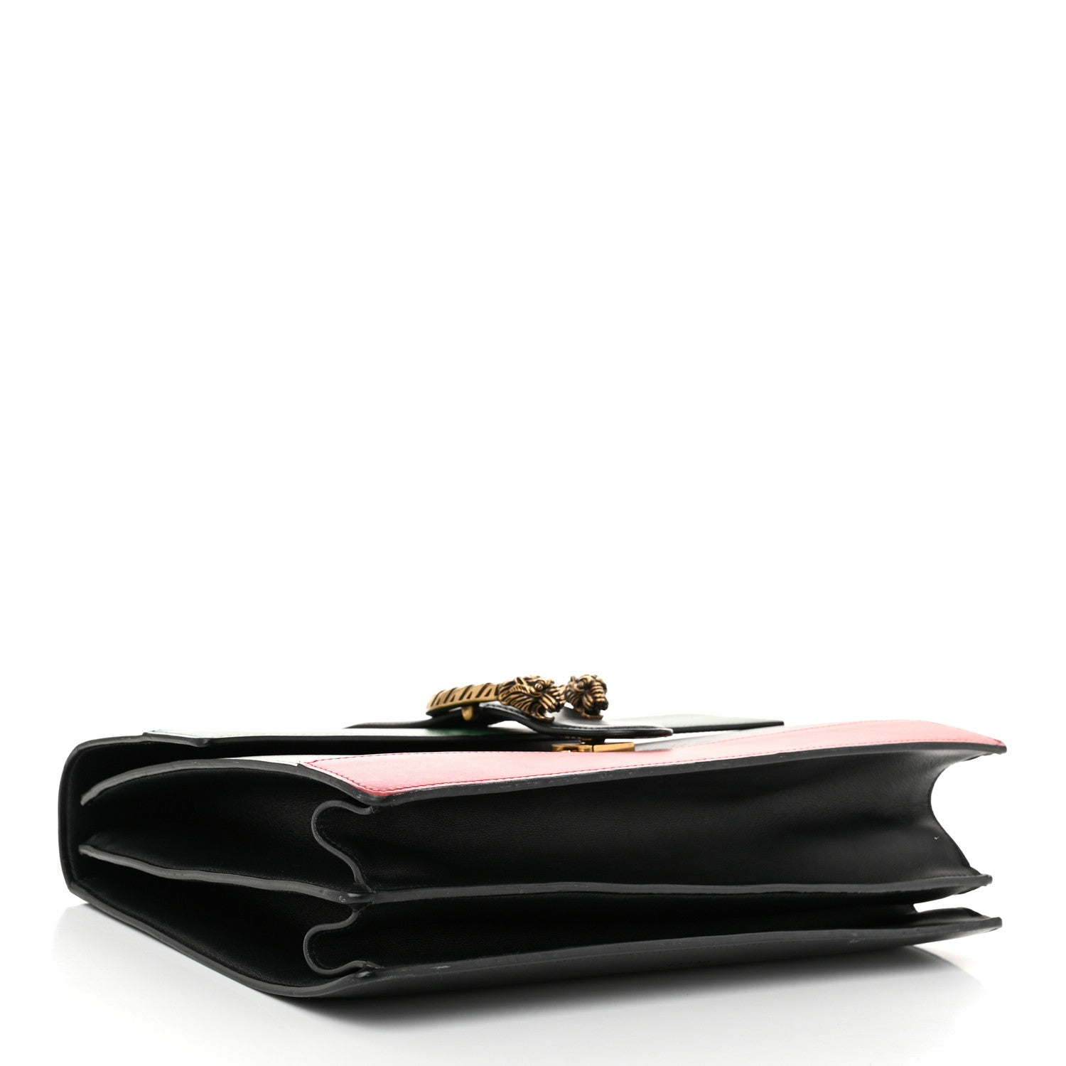 Gucci Calfskin Bamboo Web Large Dionysus Top Handle Bag Black Bright Evergreen Hibiscus Red 5 of 12